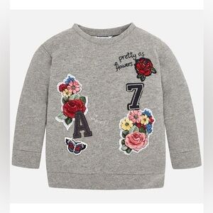 Dex Kids Gray Sweatshirt with Colorful Floral Accents